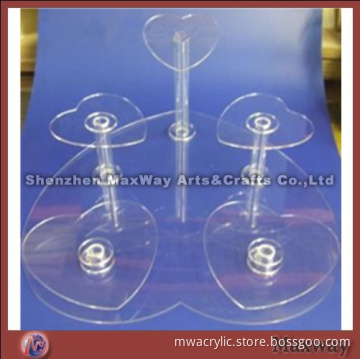 Clear heart-shaped acrylic wedding/birthday cupcake stand
